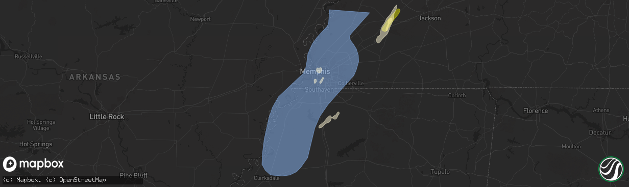 Hail map in Horn Lake, MS on March 15, 2025