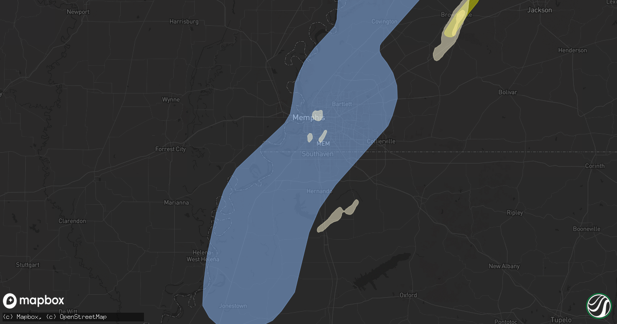 Hail map in Horn Lake, MS on March 15, 2025