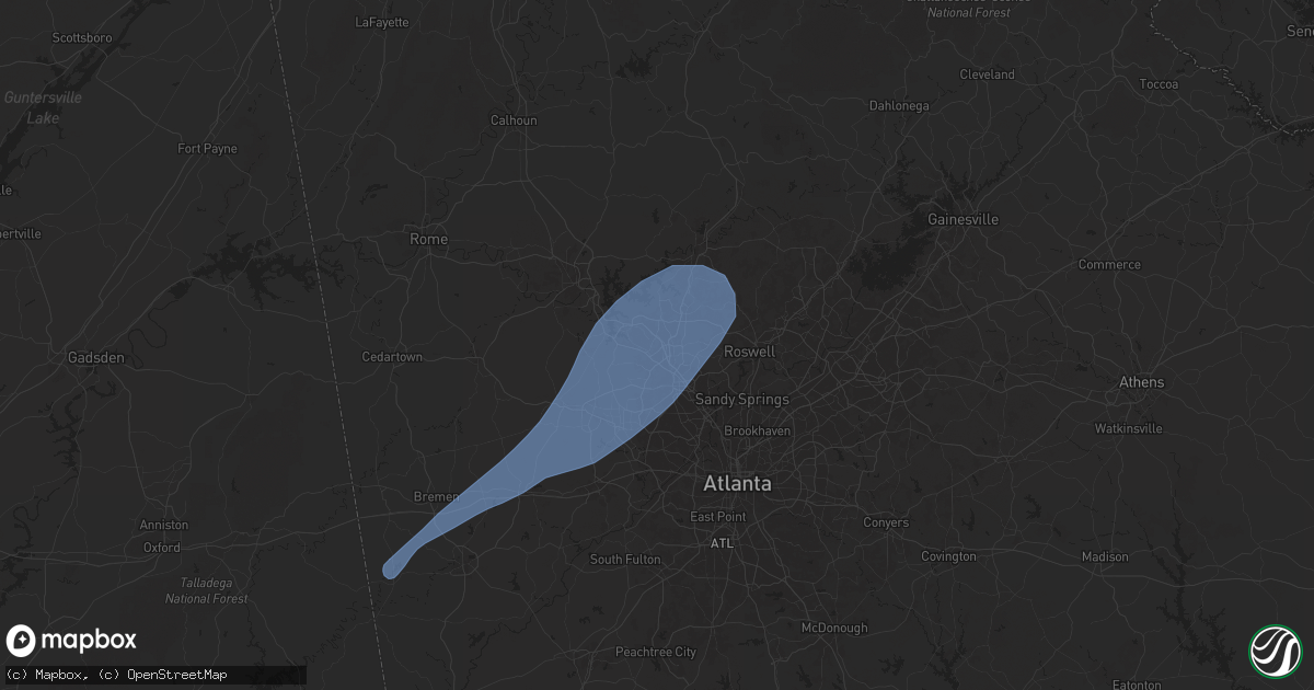 Hail map in Kennesaw, GA on March 15, 2025