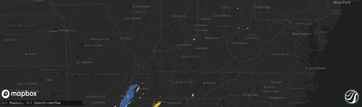 Hail map in Kentucky on March 15, 2025