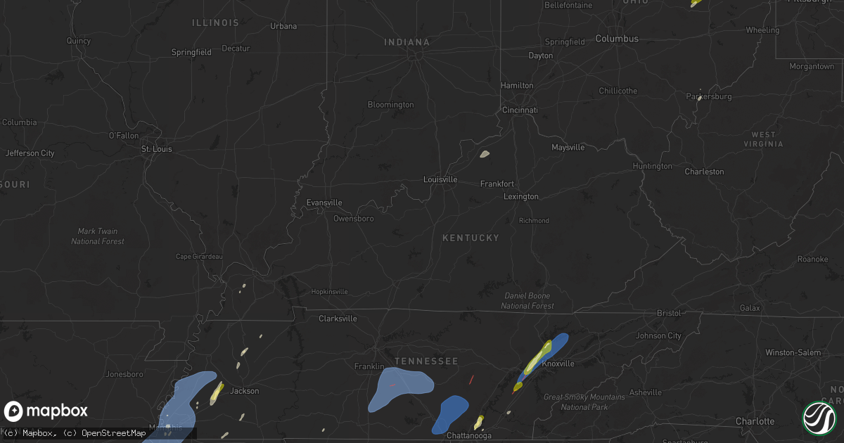 Hail map in Kentucky on March 15, 2025