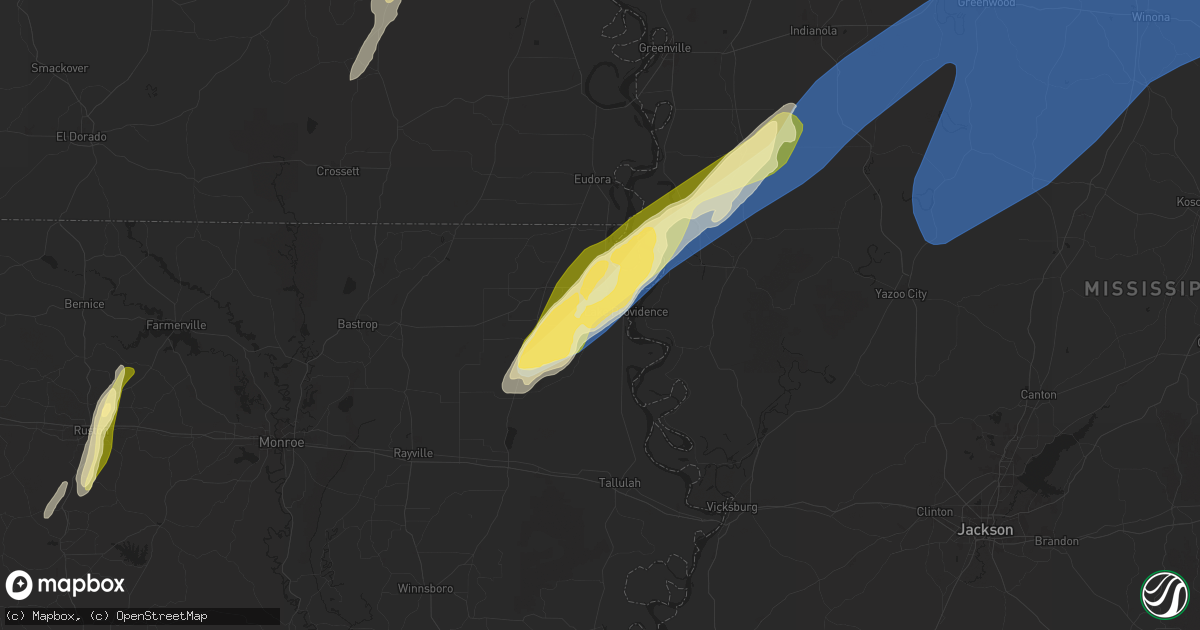 Hail map in Lake Providence, LA on March 15, 2025