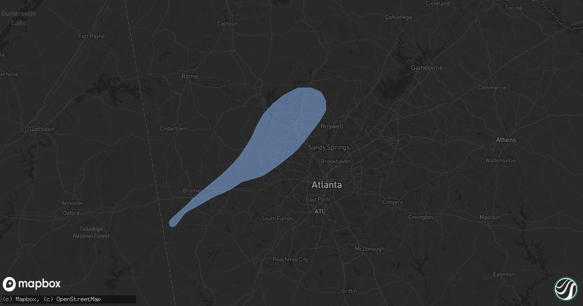 Hail map in Marietta, GA on March 15, 2025