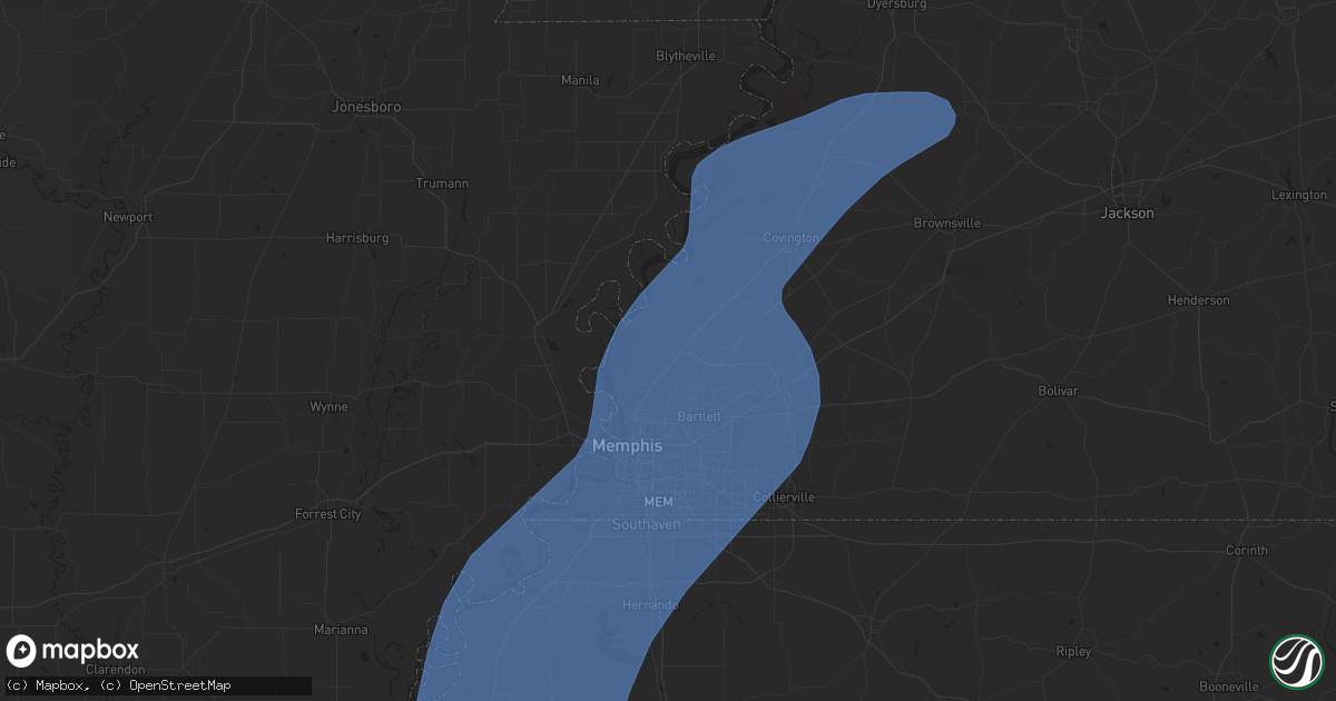 Hail map in Millington, TN on March 15, 2025