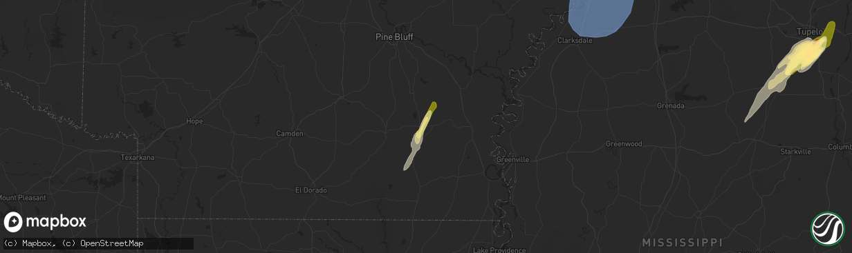 Hail map in Monticello, AR on March 15, 2025