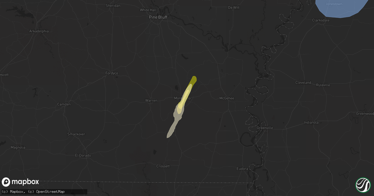 Hail map in Monticello, AR on March 15, 2025