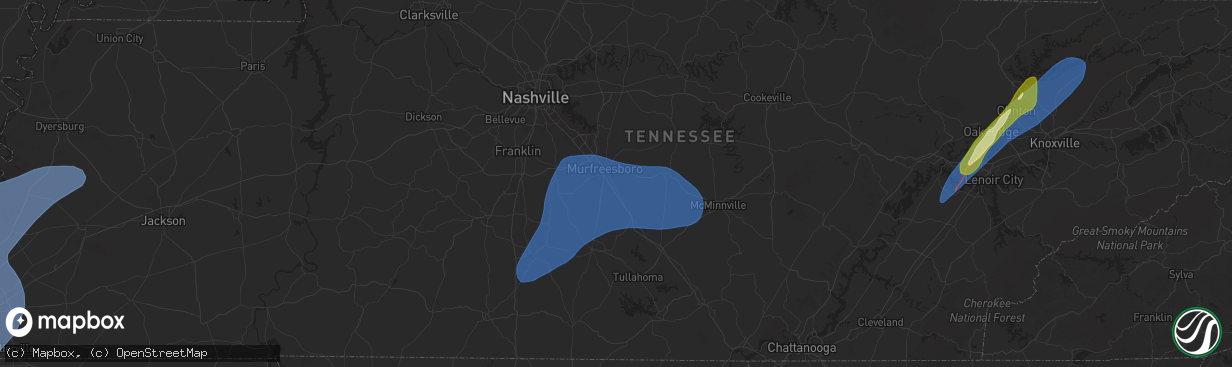 Hail map in Murfreesboro, TN on March 15, 2025