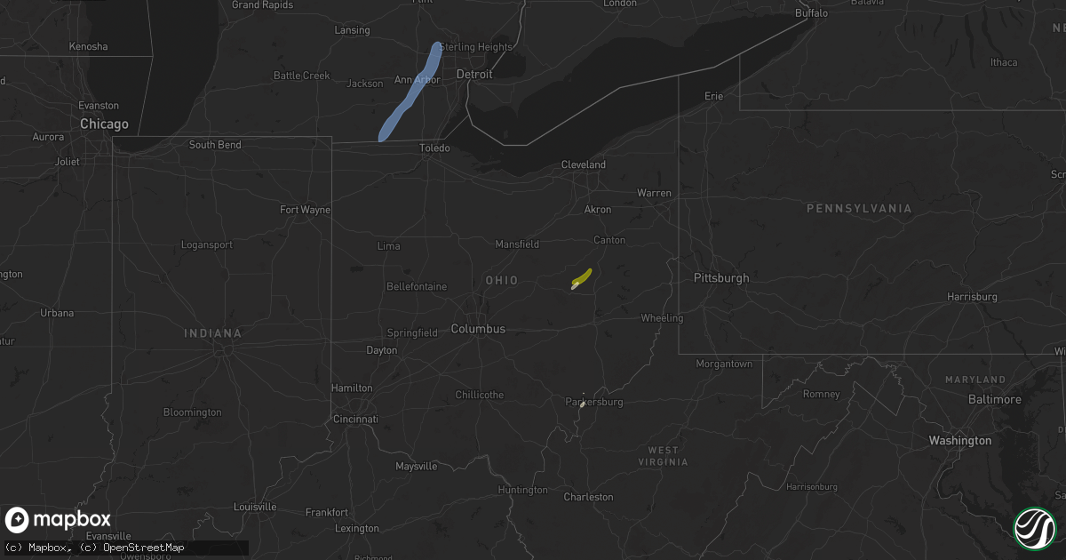 Hail map in Ohio on March 15, 2025
