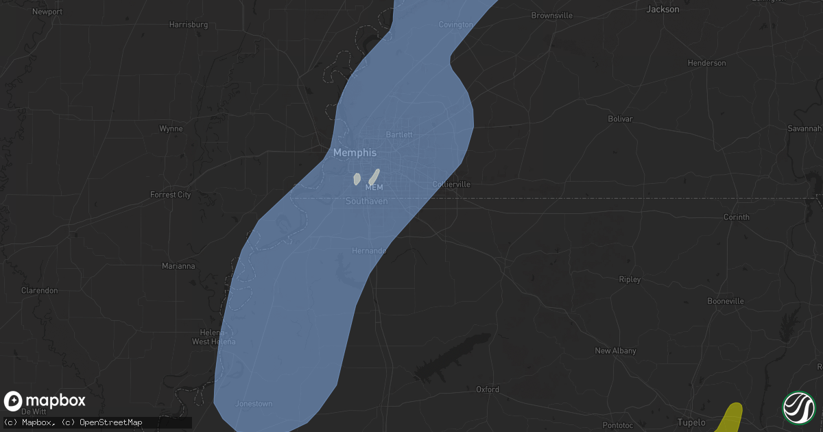 Hail map in Olive Branch, MS on March 15, 2025