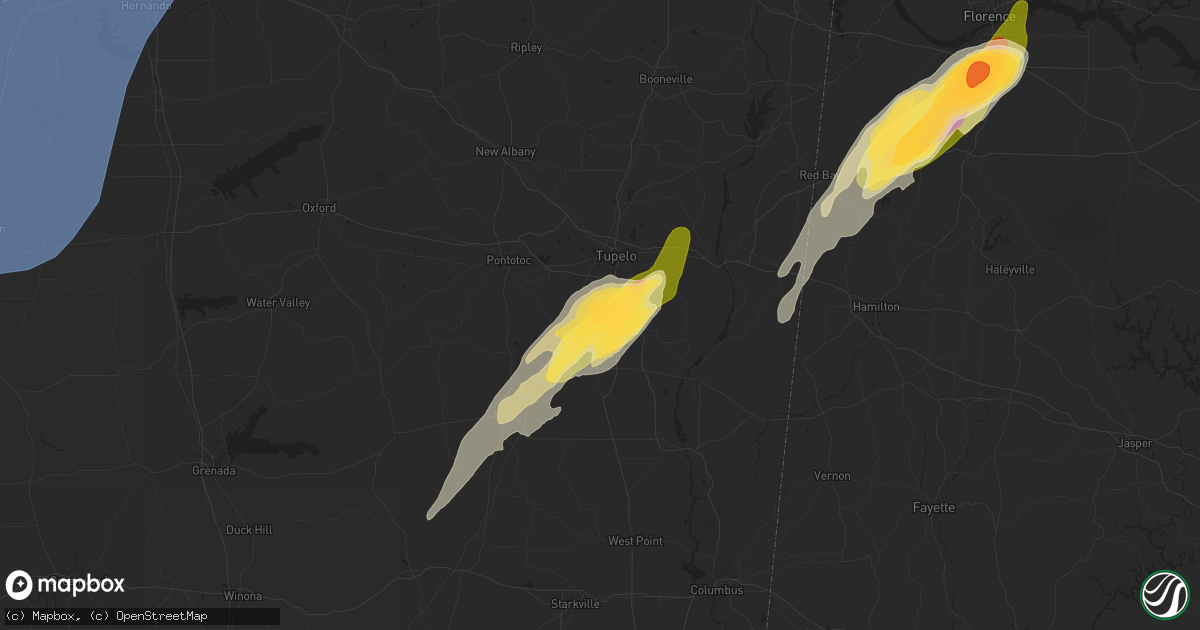 Hail map in Shannon, MS on March 15, 2025