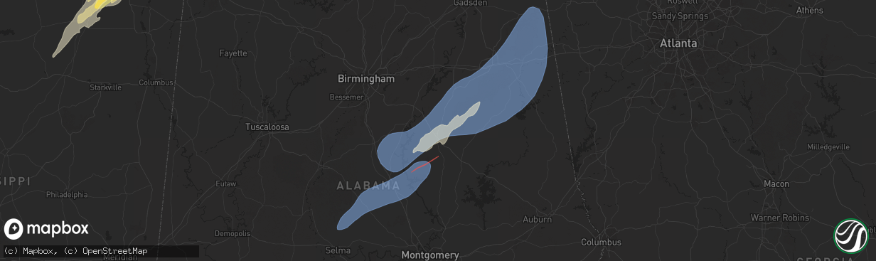 Hail map in Sylacauga, AL on March 15, 2025