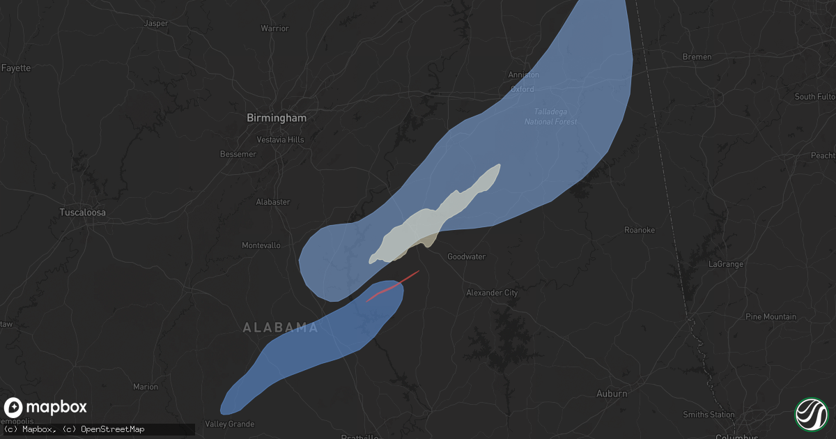 Hail map in Sylacauga, AL on March 15, 2025