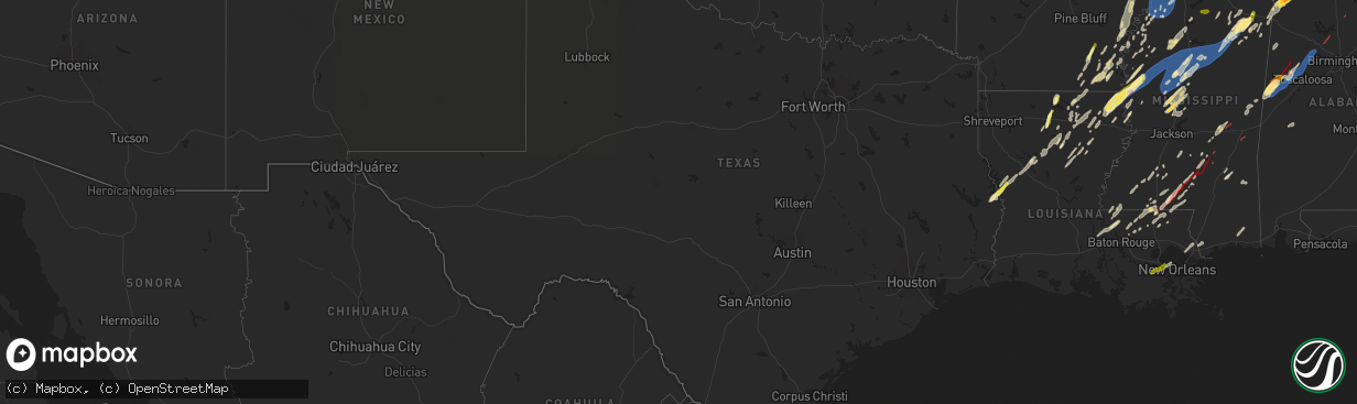 Hail map in Texas on March 15, 2025