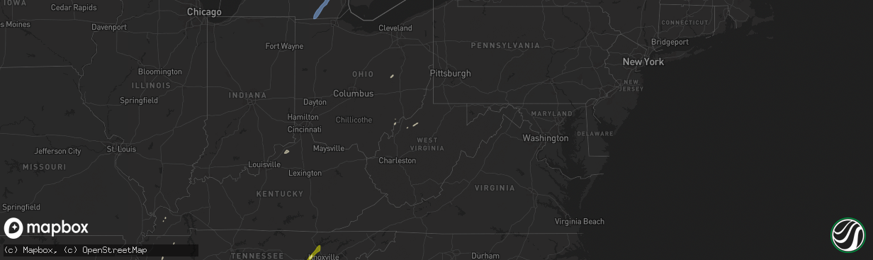 Hail map in West Virginia on March 15, 2025