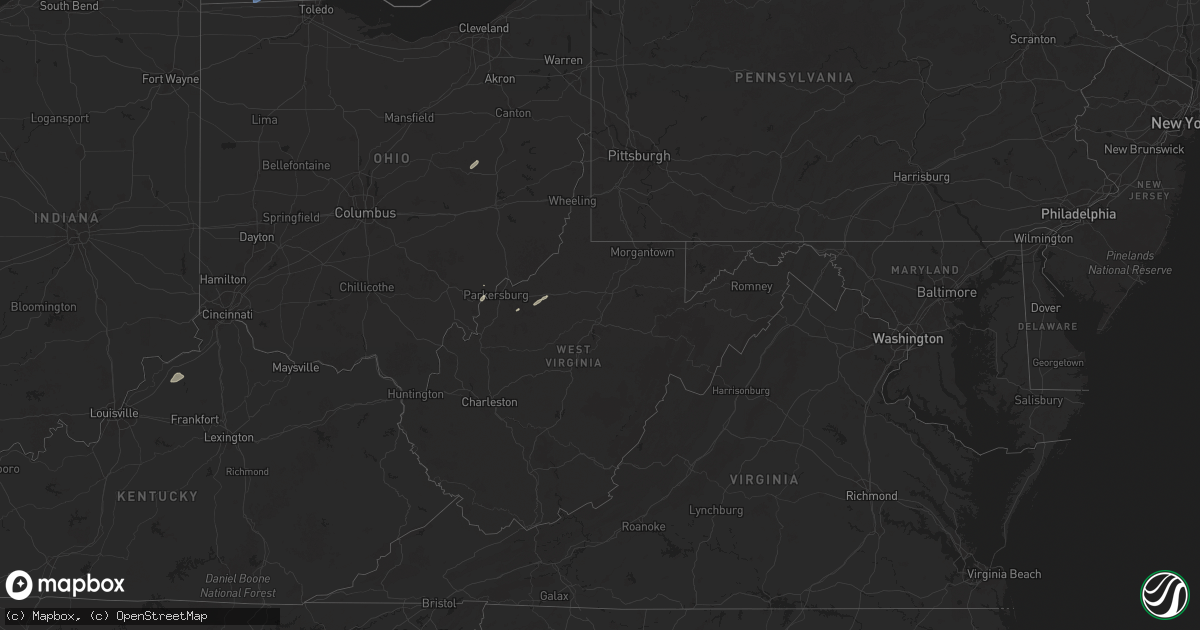 Hail map in West Virginia on March 15, 2025