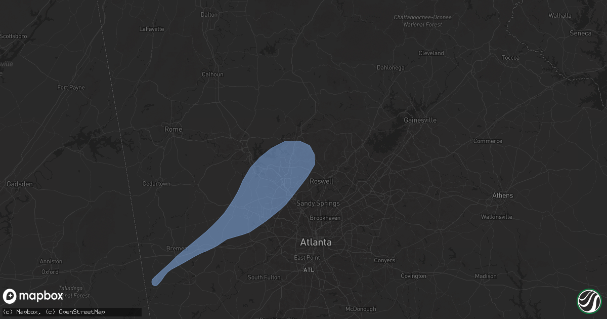Hail map in Woodstock, GA on March 15, 2025