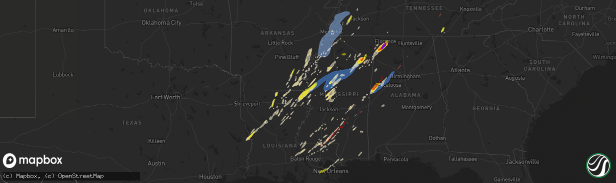 Hail map on March 15, 2025