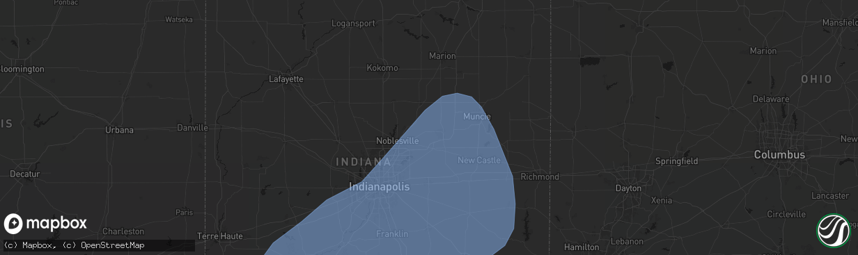 Hail map in Anderson, IN on March 15, 2026