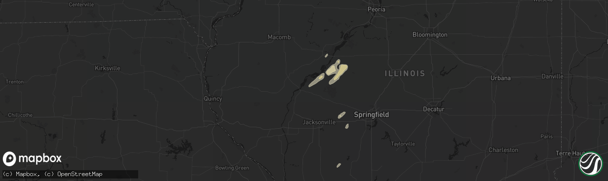 Hail map in Beardstown, IL on March 15, 2026