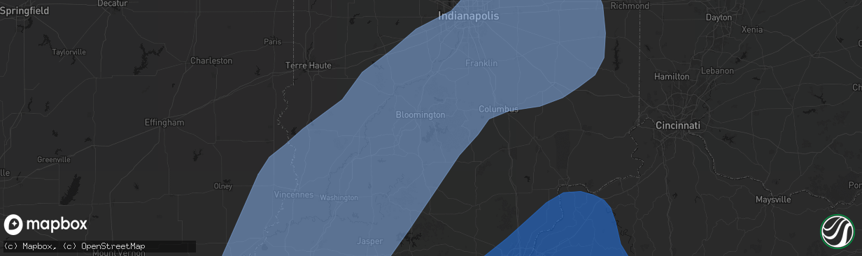 Hail map in Bloomington, IN on March 15, 2026