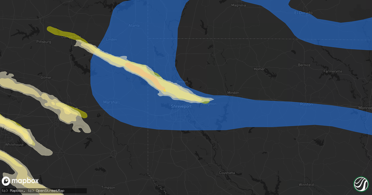 Hail map in Bossier City, LA on March 15, 2026