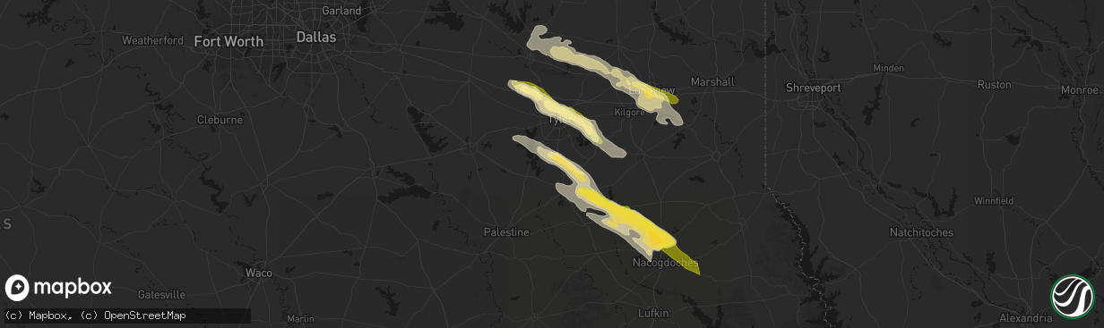 Hail map in Bullard, TX on March 15, 2026