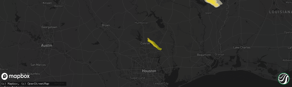 Hail map in Conroe, TX on March 15, 2026