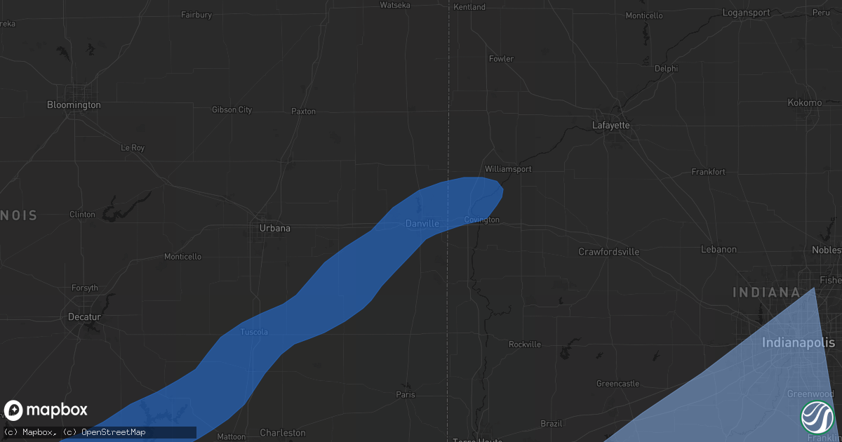 Hail map in Danville, IL on March 15, 2026