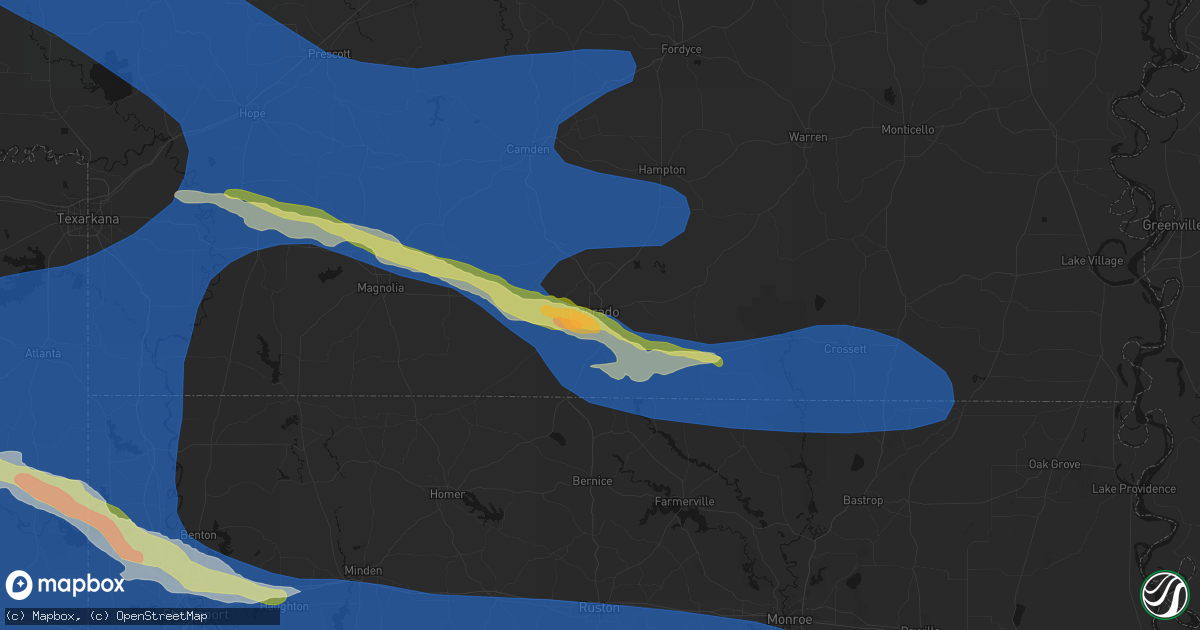 Hail map in El Dorado, AR on March 15, 2026