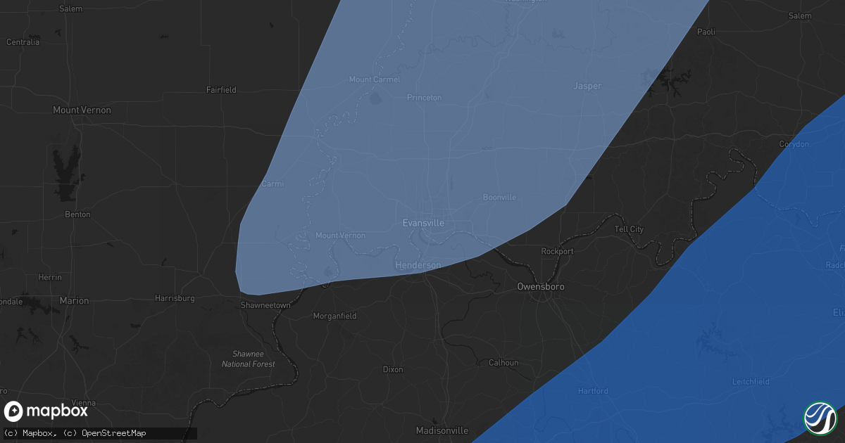 Hail map in Evansville, IN on March 15, 2026