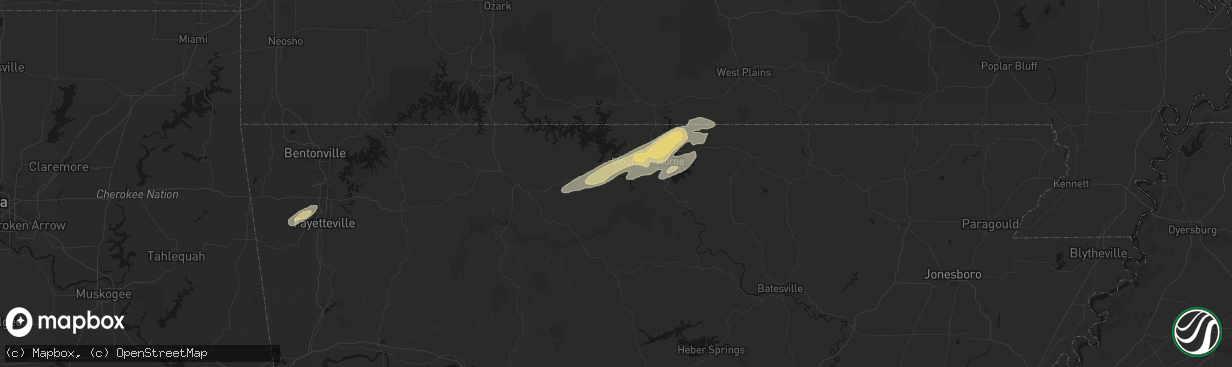 Hail map in Flippin, AR on March 15, 2026