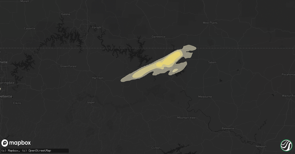 Hail map in Flippin, AR on March 15, 2026
