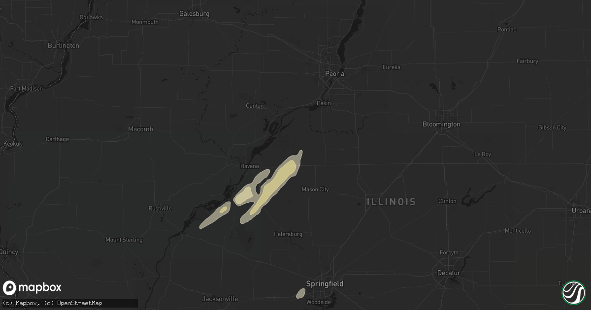 Hail map in Forest City, IL on March 15, 2026