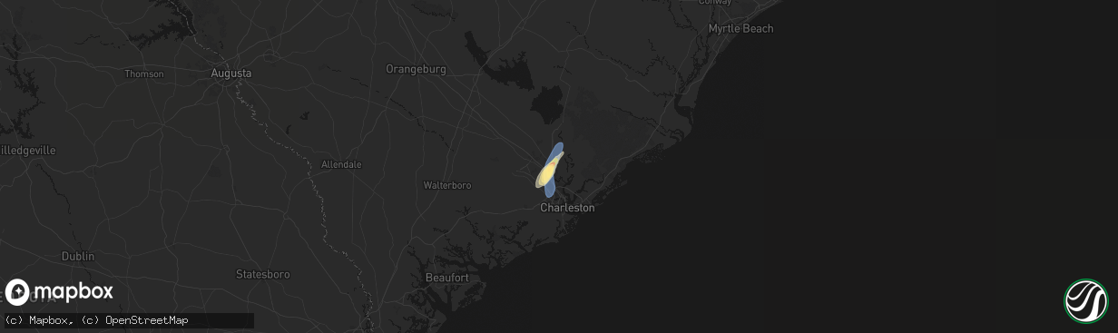 Hail map in Goose Creek, SC on March 15, 2026