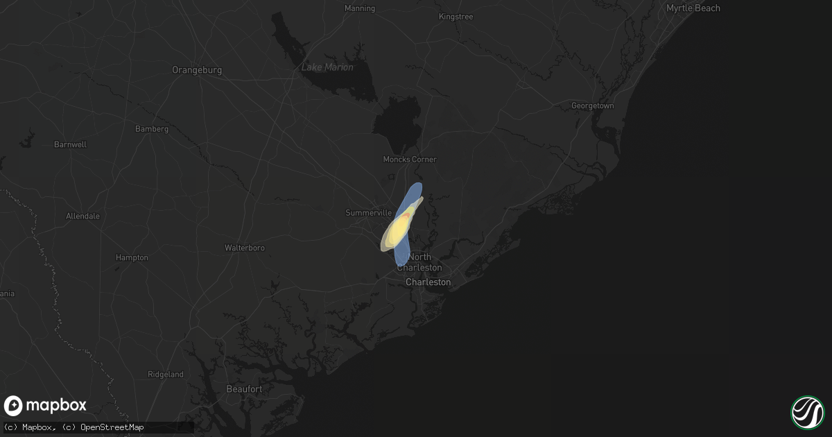 Hail map in Goose Creek, SC on March 15, 2026