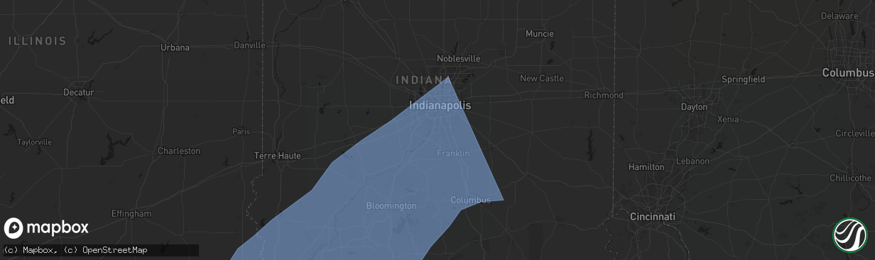 Hail map in Greenwood, IN on March 15, 2026