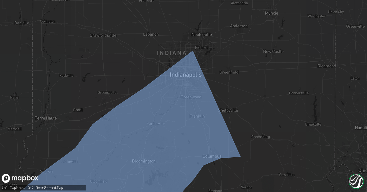 Hail map in Greenwood, IN on March 15, 2026