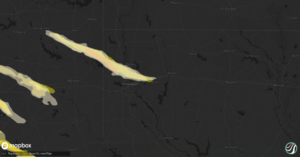 Hail map in Haughton, LA on March 15, 2026