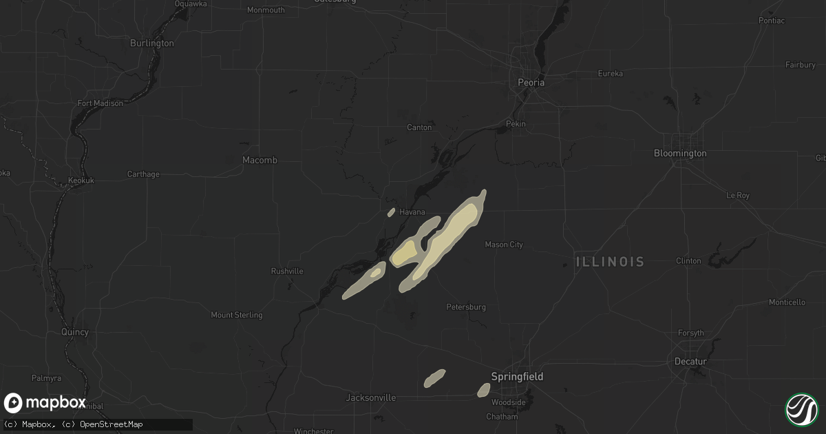 Hail map in Havana, IL on March 15, 2026