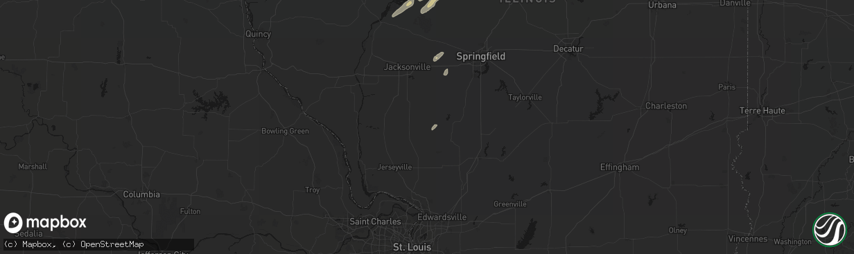 Hail map in Hettick, IL on March 15, 2026