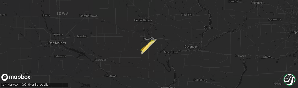 Hail map in Hills, IA on March 15, 2026