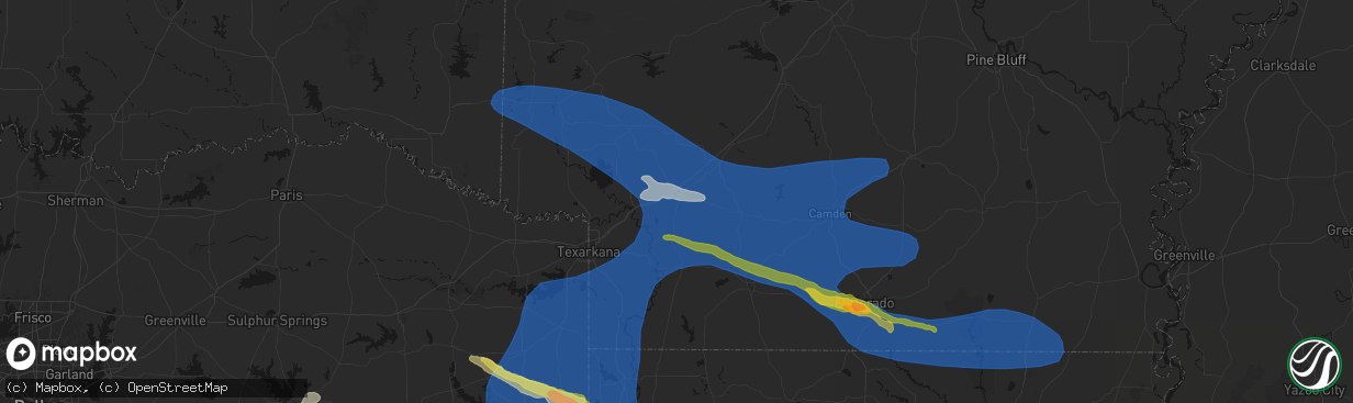 Hail map in Hope, AR on March 15, 2026