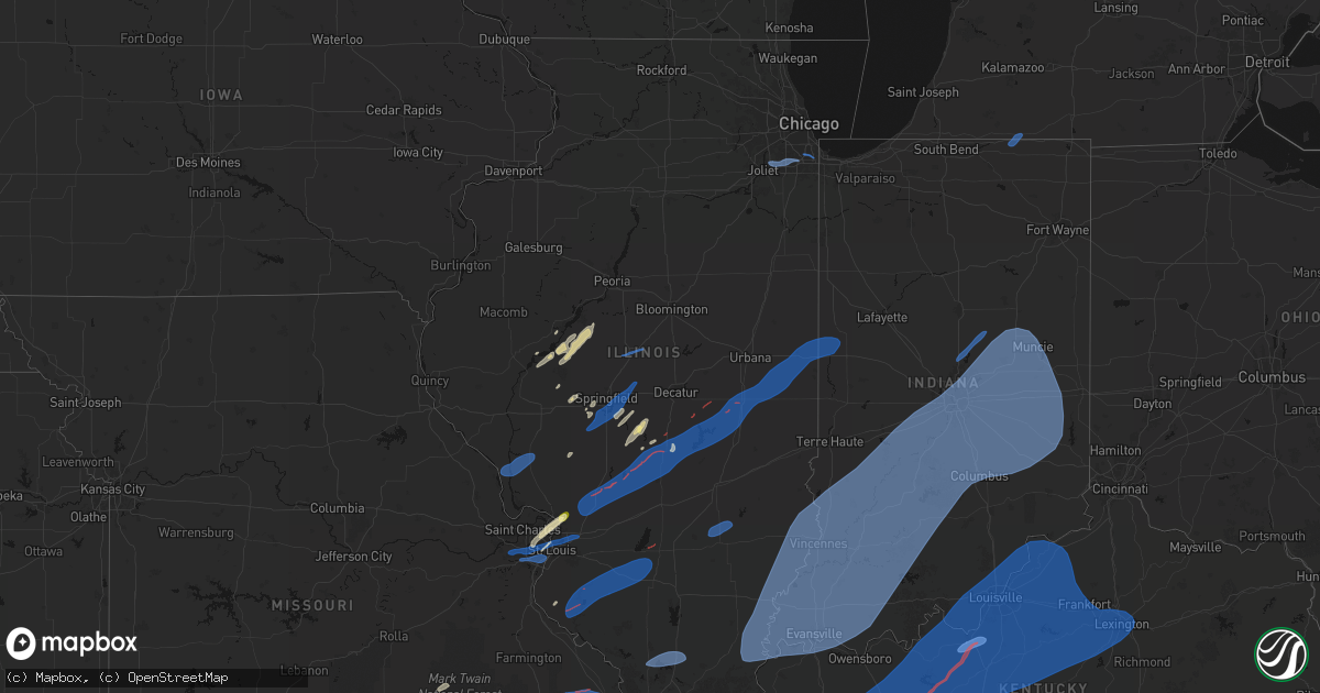 Hail map in Illinois on March 15, 2026