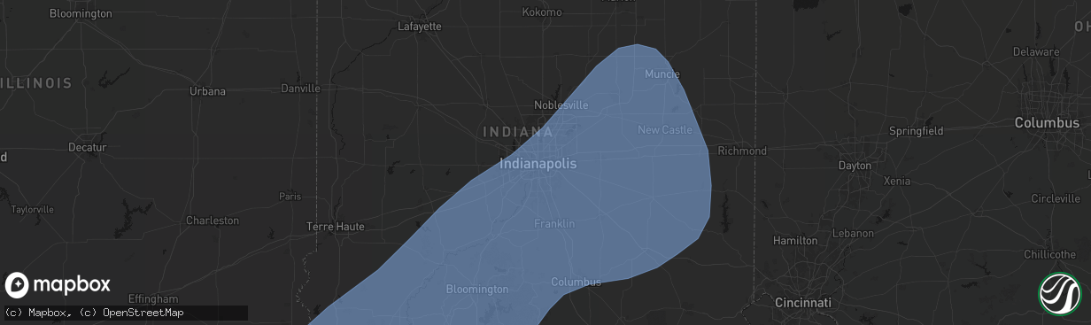 Hail map in Indianapolis, IN on March 15, 2026