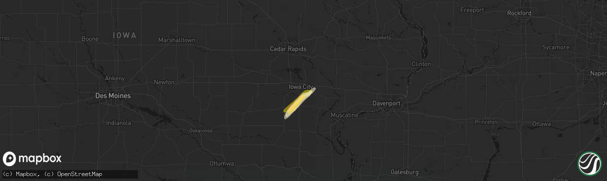 Hail map in Iowa City, IA on March 15, 2026