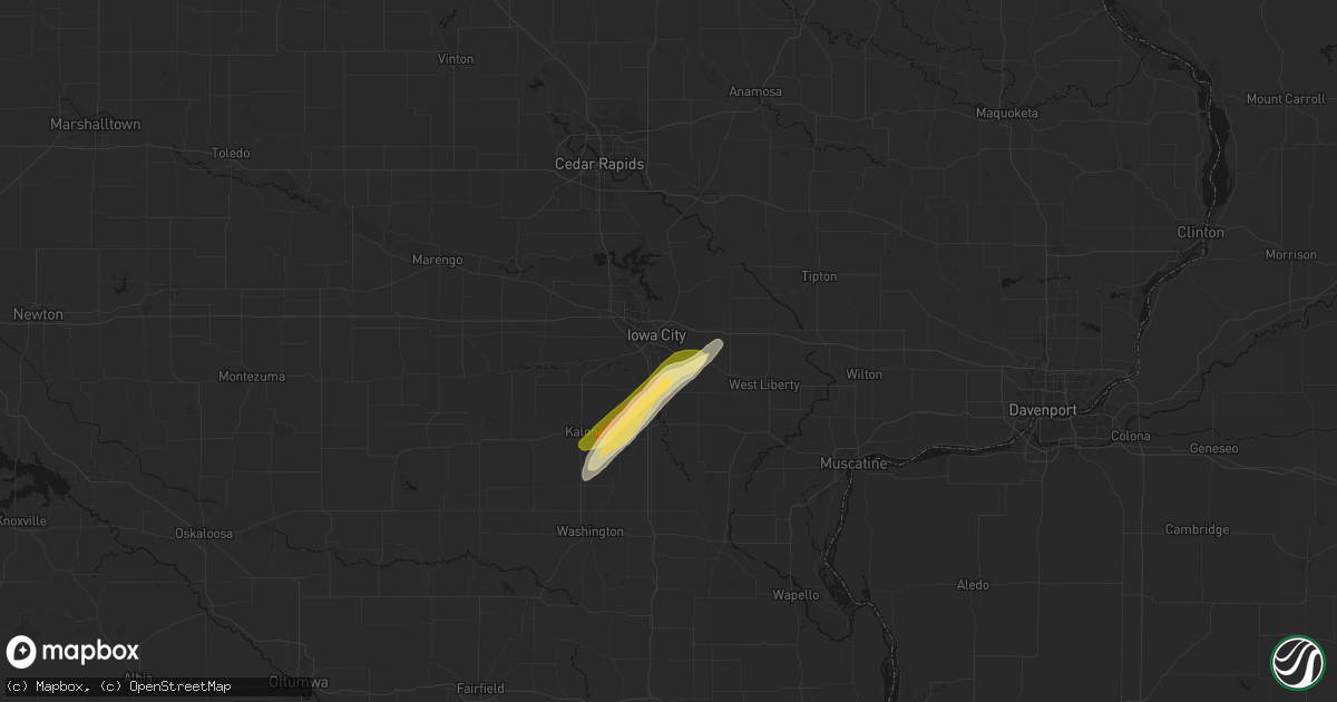 Hail map in Iowa City, IA on March 15, 2026