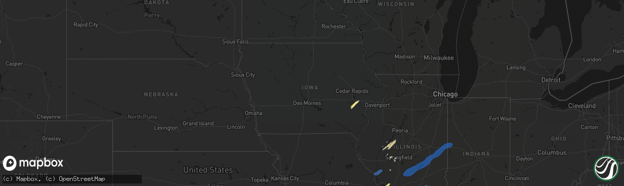 Hail map in Iowa on March 15, 2026