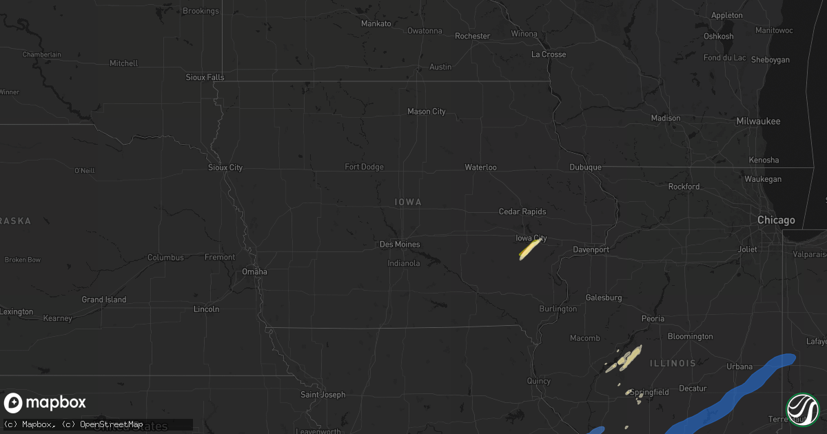 Hail map in Iowa on March 15, 2026