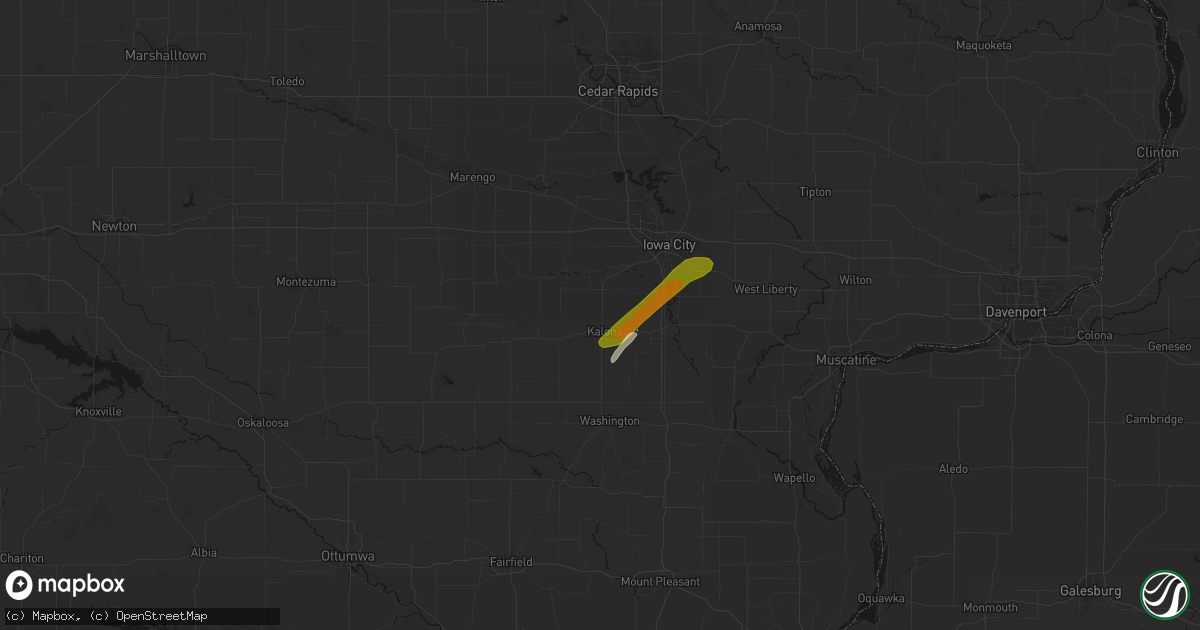 Hail map in Kalona, IA on March 15, 2026