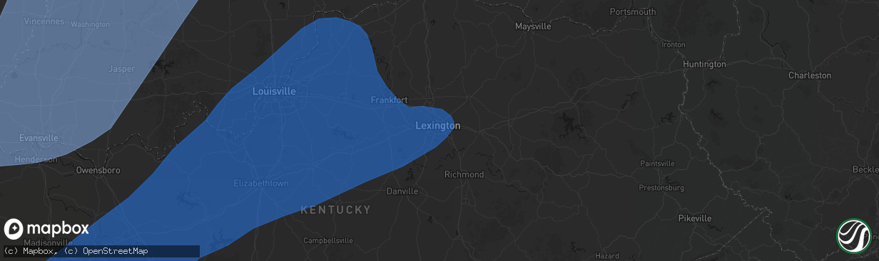 Hail map in Lexington, KY on March 15, 2026